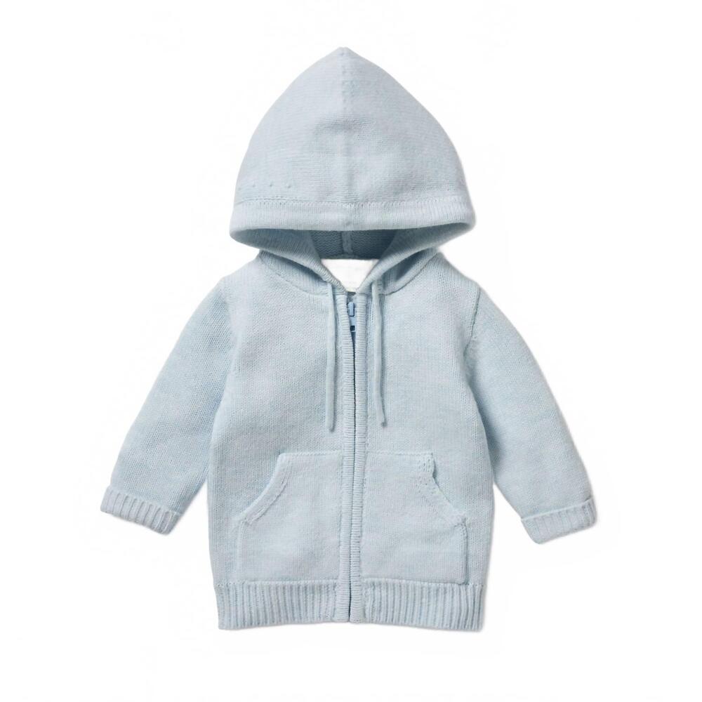 NEW WILSON + FRENCHY boy's knitted zipped sweater in bluebell